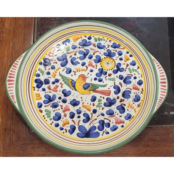 Sberna Deruta Italy Handpainted Arabesco Bird Serving Tray - Picture 1 of 7